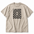 Checkered Cross tee, faded bone, distressed checkerboard with hidden cross